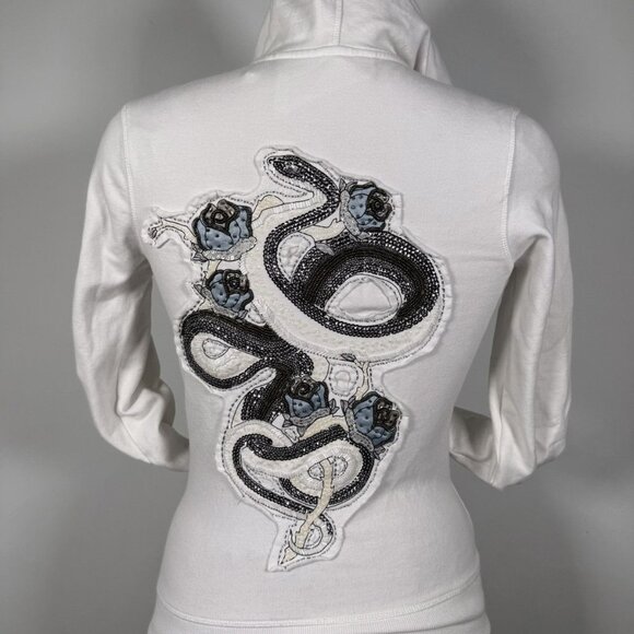 Y2K Guess Jeans Pearls Embroidered Zip-Up Hoodie - Picture 2 of 9